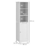 Aukštas vonios kambario baldų komplektas su 3 atviromis ir 2 vidinėmis lentynomis, 40 cm x 38 cm x 160 cm