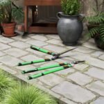 2 dalių gyvatvorių ir genėjimo žirklių rinkinys su teleskopinėmis rankenomis