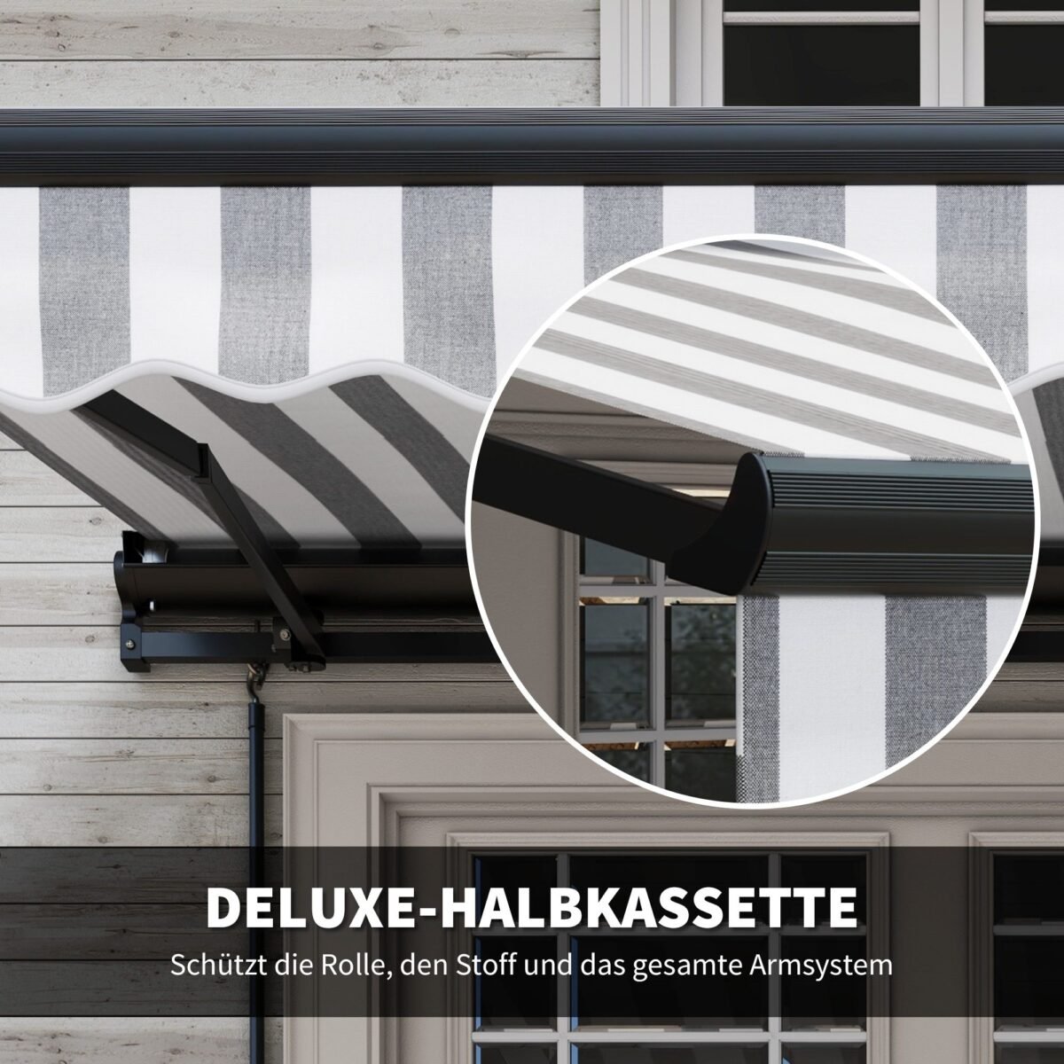 Pusiau kasetinė elektrinė markizė su nuotolinio valdymo pulteliu 350 x 250 cm