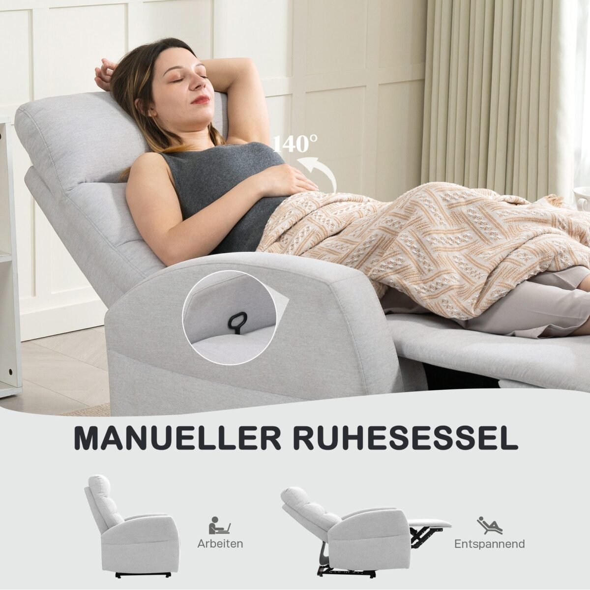 Atlošiamas krėslas su integruota kojų atrama