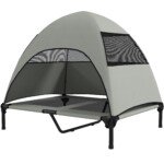 Pakelta lauko lova šunims su stogeliu