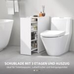 Pastatoma siaura vonios spintelė su giliu stalčiumi