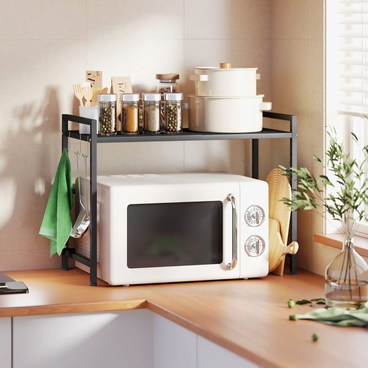Ištraukiamas mikrobangų krosnelės stovas su 40 cm aukščio tarpu