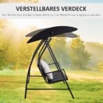 3 vietų poliratano sodo sūpuoklės su stogeliu ir iki 360 kg apkrovos