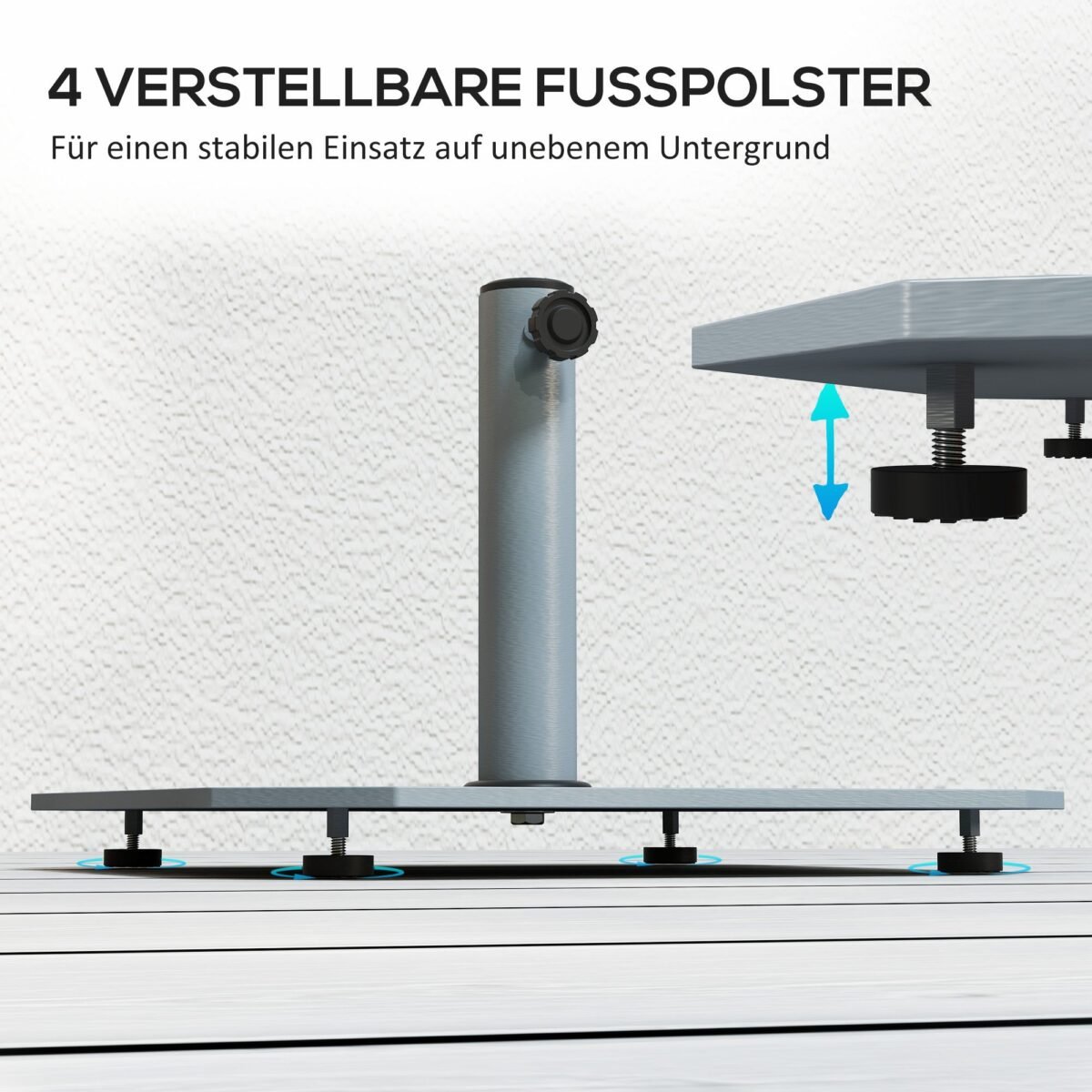 Kvadratinis metalinis skėčio stovas su reguliuojamu laikikliu 18,5 kg