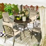 4 dalių lauko ir vidaus kėdės pagalvėlių komplektas su atlošais ir tvirtinimo juostelėmis 108 x 50 x 5 cm