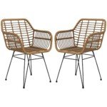 Boho stiliaus valgomojo kėdžių rinkinys su PE ratanu