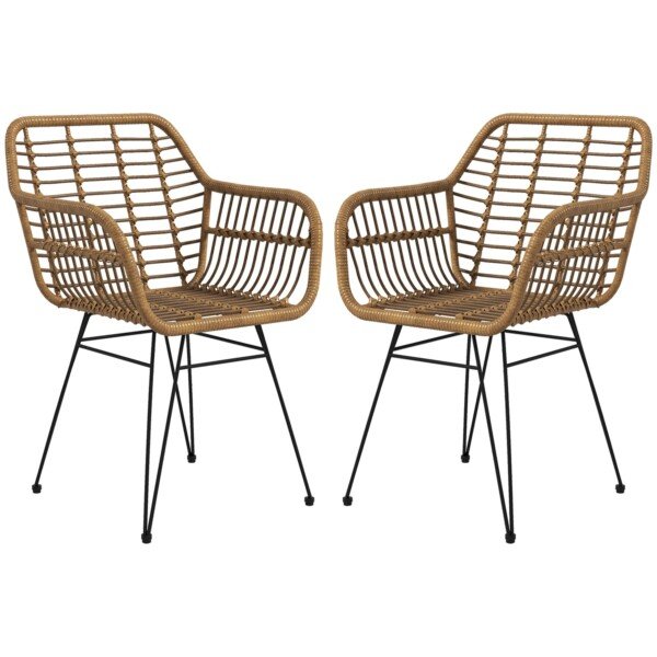 Boho stiliaus valgomojo kėdžių rinkinys su PE ratanu