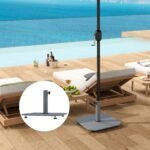 Kvadratinis metalinis skėčio stovas su reguliuojamu laikikliu 18,5 kg