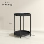 Apvalus metalinis dviejų lygių pagalbinis staliukas