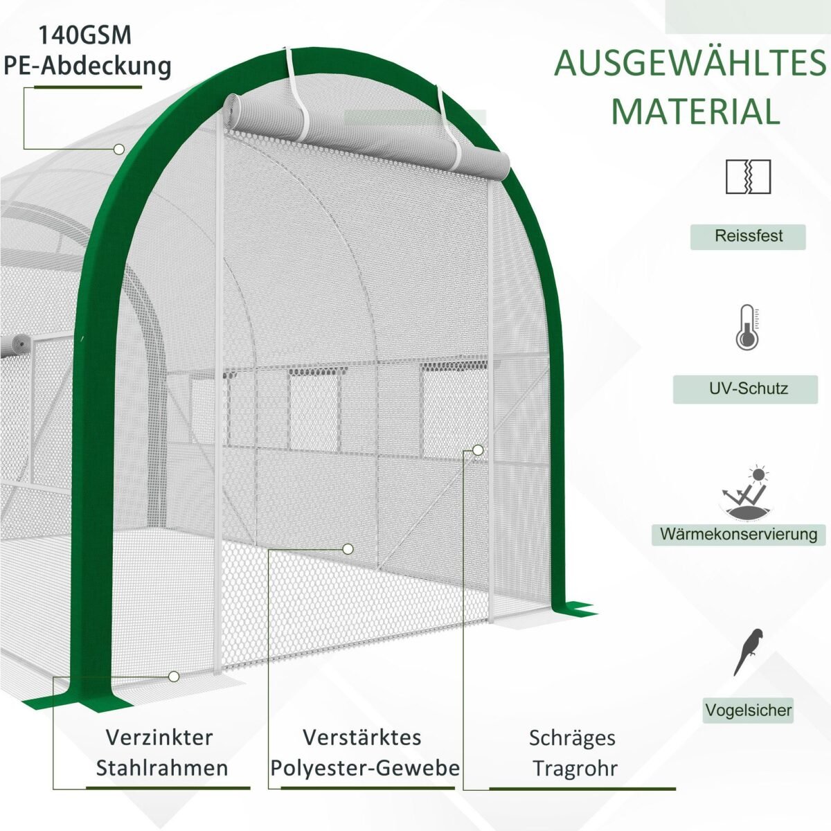 Tunelinis šiltnamis su 6 tinkleliais nuo vabzdžių