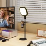 LED stalinė lempa su telefono laikikliu ir reguliuojamu aukščiu