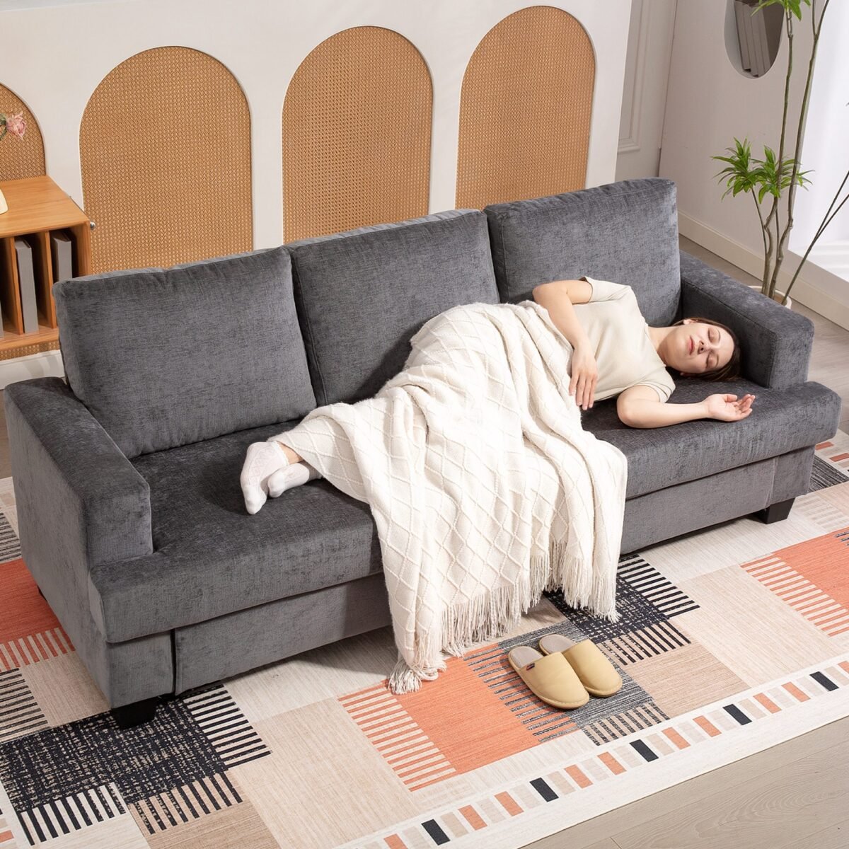 Minkšta 3-vietė sofa su plieniniu rėmu