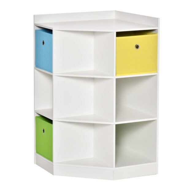 Vaikiška spintelė daiktams su 3 tekstiliniais stalčiais ir apsauga nuo apvirtimo