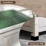 Medinė sodo įrankių spinta su bituminiu stogu ir lentynomis