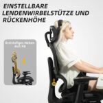 Ergonomiška biuro kėdė su reguliuojamu galvos atlošu ir atrama juosmeniui