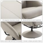 360° pasukamas relaksacinis krėslas su pakoju ir reguliuojamu atlošu