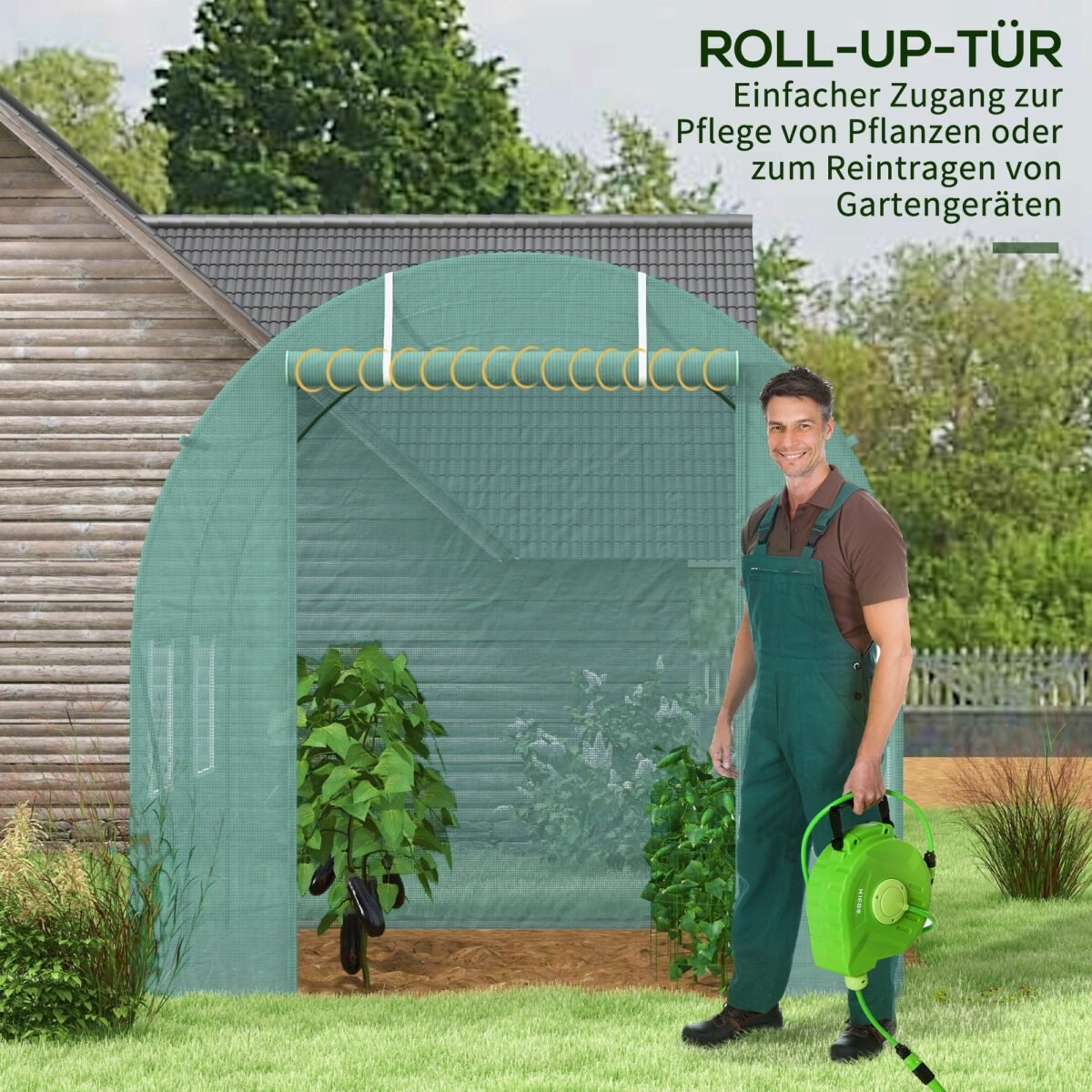 Plėvelinis šiltnamis 245x200x198 cm su cinkuoto plieno rėmu, durimis ir 4 vėdinimo langais