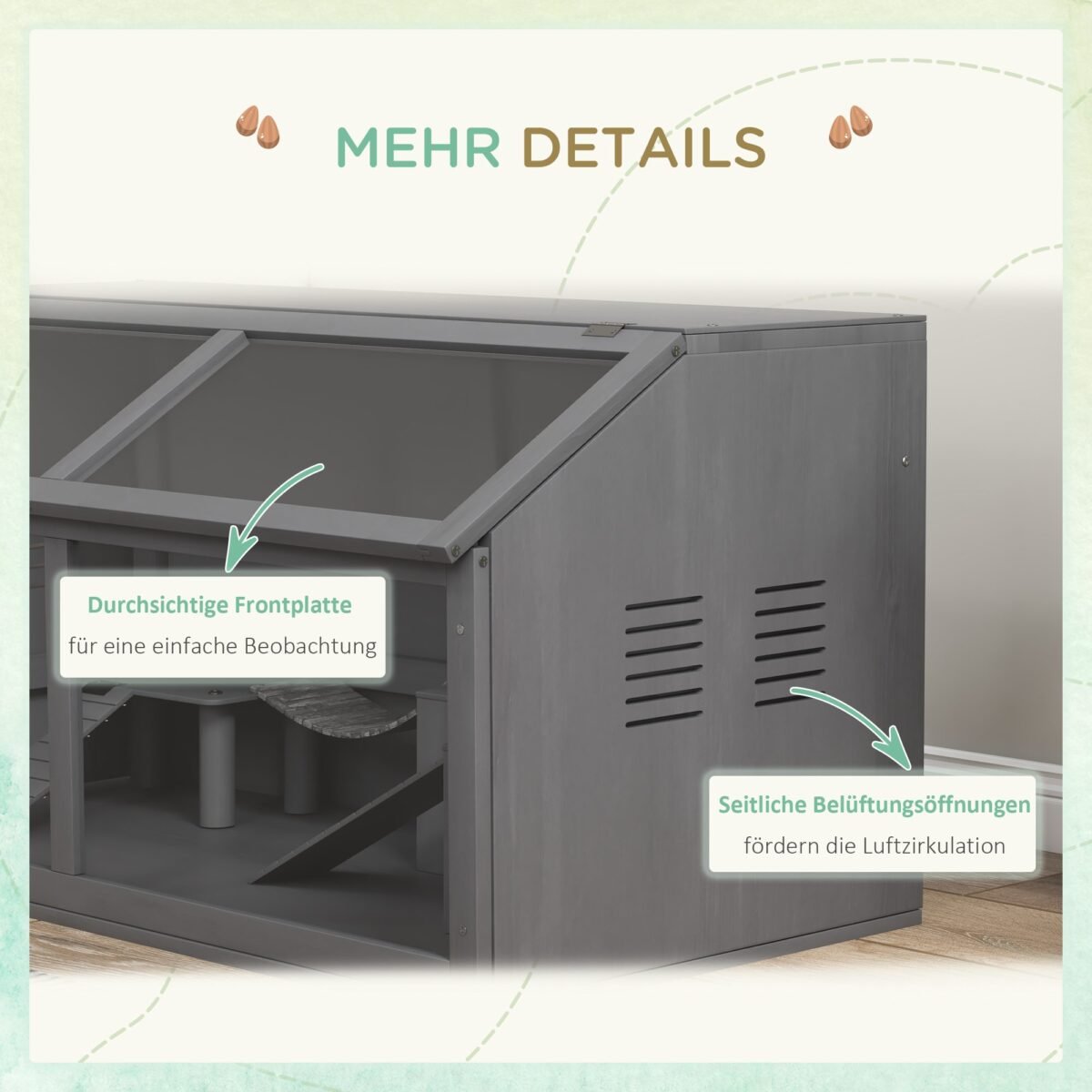 Graužikų narvas iš eglės medienos su priedais