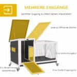 Medinė triušių triušidė su ratukais ir lauko aptvaru