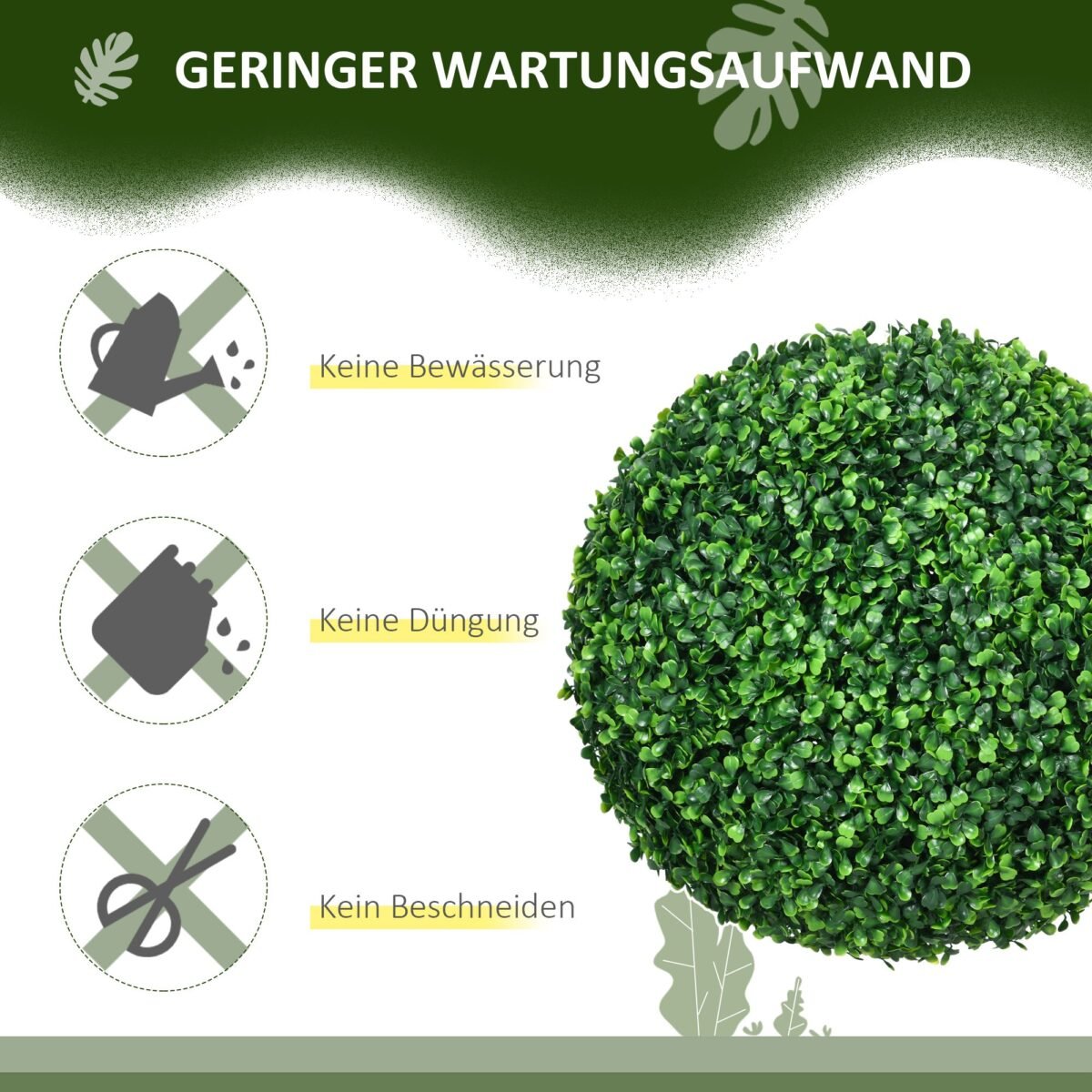 Dirbtiniai buksmedžio rutuliai su UV apsauga, 2 vnt. rinkinys