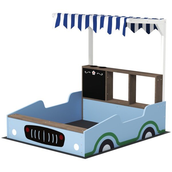 Smėlio dėžė-parduotuvėlė su stogeliu ir suoliuku