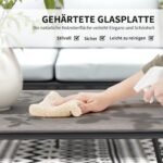 Poliratano 4 vietų lauko poilsio komplektas su staliuku, atsparus oro sąlygoms, su paminkštintomis pagalvėmis