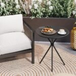 Apvalus plieninis lauko valgomojo stalas, atsparus oro sąlygoms, Ø60 cm