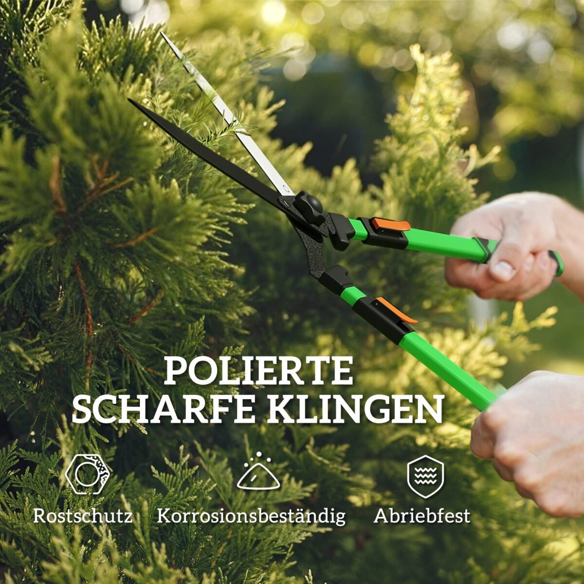 2 dalių gyvatvorių ir genėjimo žirklių rinkinys su teleskopinėmis rankenomis