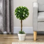 Dekoratyvinis dirbtinių levandų medelių rinkinys, 2 vnt., 60 cm, su vazonais