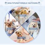 Reguliuojamo aukščio sulankstomas gyvūnų priežiūros stalas su apatiniu krepšiu