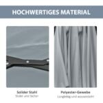 4,5 m dvigubas lauko skėtis nuo saulės su saulės energijos LED apšvietimu