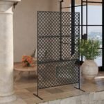 Lauko erdvės daliklis su grotelėmis, metalinis atitvaras, 122x45x198 cm