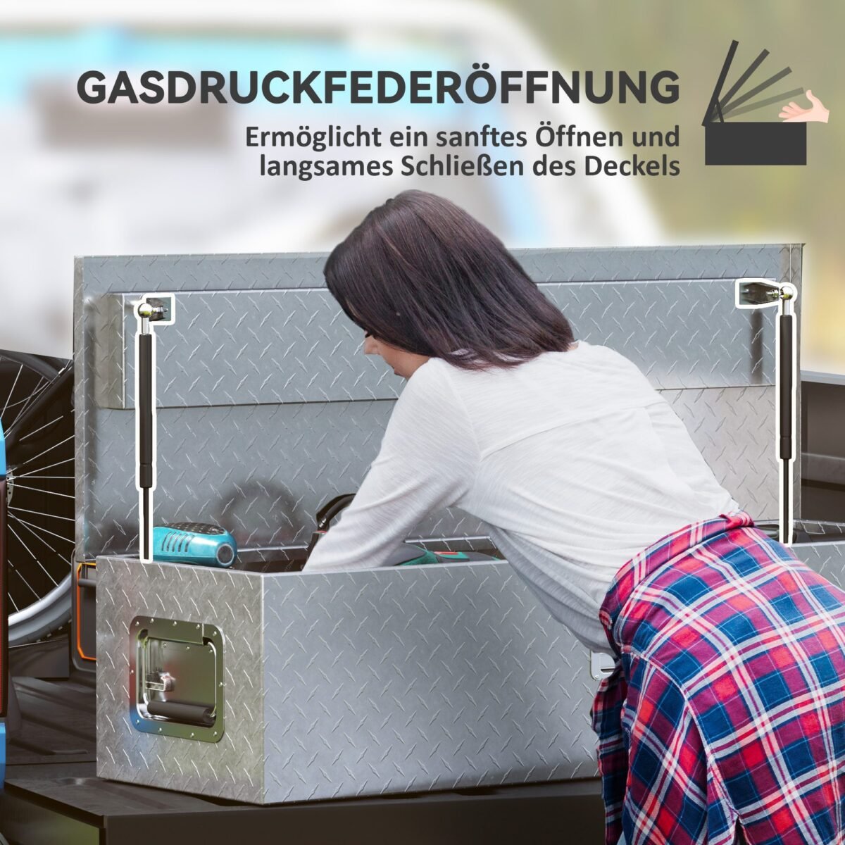 Aliuminė oro sąlygoms atspari transportavimo dėžė su užraktu