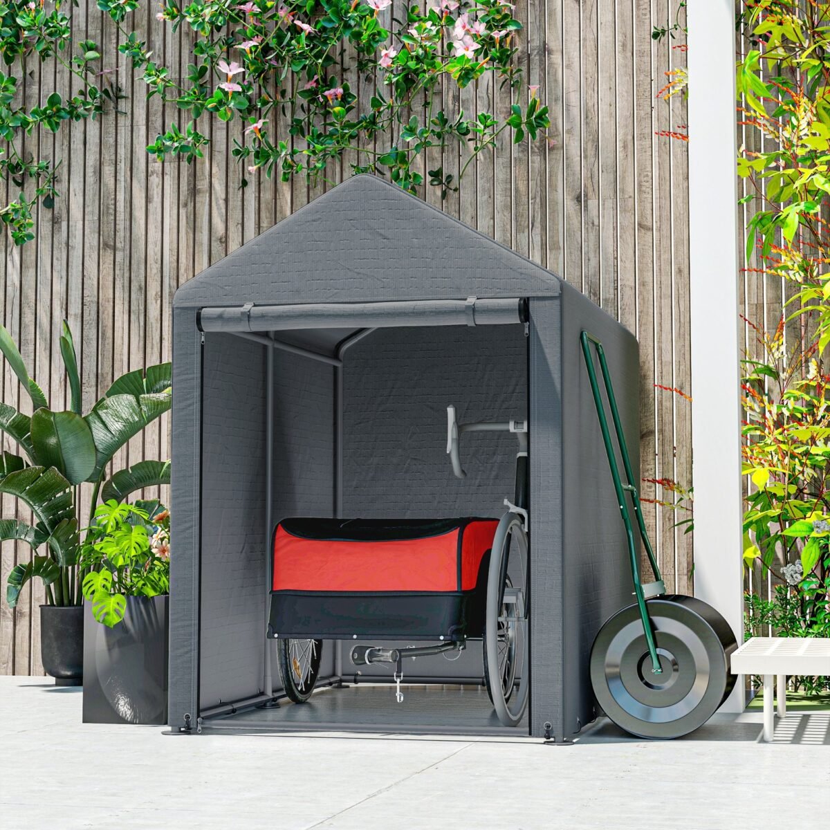 Sulankstoma krovininė dviračio priekaba 40 kg talpos