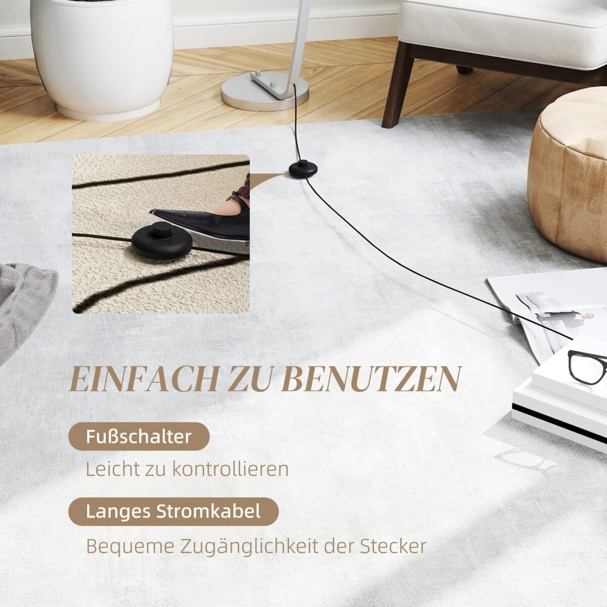 Spiralinė pastatoma LED lempa su pedinio jungikliu