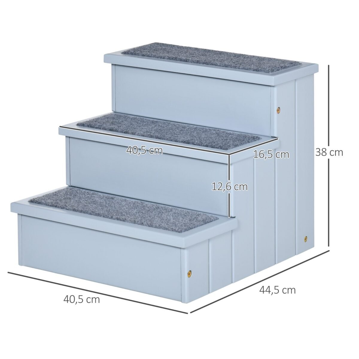 3 pakopų gyvūnų laipteliai su daiktadėže (38 cm aukščio)