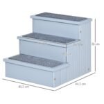 3 pakopų gyvūnų laipteliai su daiktadėže (38 cm aukščio)