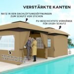 Lauko pavėsinė 3,4 x 3,4 m su vėdinamu dvišlaičiu stogu ir arkos formos langais