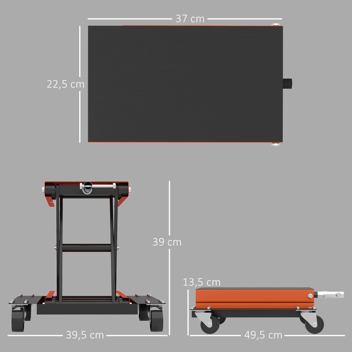 Motociklo keltuvas 500 kg keliamosios galios reguliuojamo 13,5–39 cm aukščio