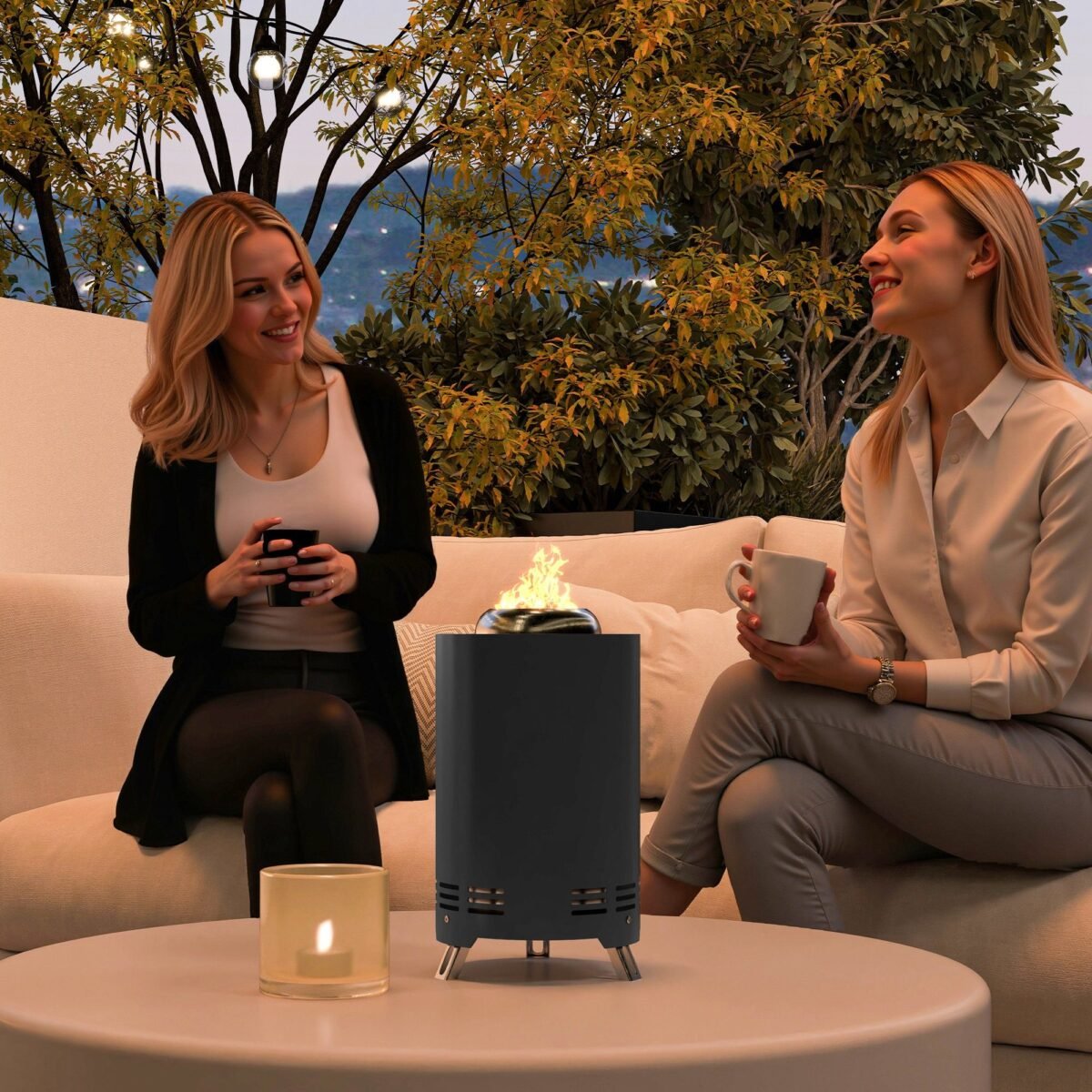 Nerūdijančio plieno berūkė lauko ugniavietė su antrinio degimo sistema