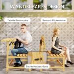 Dvivietis medinis lauko suoliukas, paverčiamas stalu