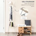 Moderni drabužių kabykla su lentyna ir 8 kabliukais