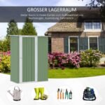 Plieninis sodo sandėliukas su nuožulniu stogu ir rakinamomis durimis