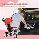 Vaikiškas 6 viename triratukas su stūmimo rankena ir apsauginiu stogeliu
