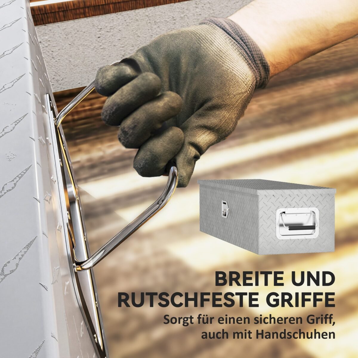 Aliuminė oro sąlygoms atspari transportavimo dėžė su užraktu