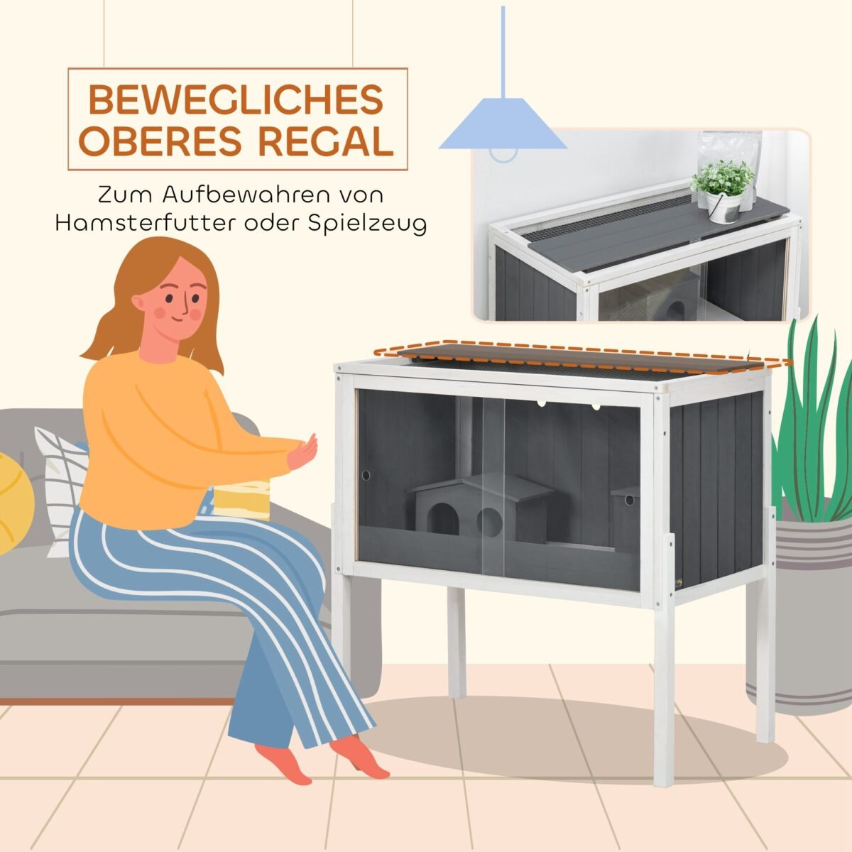 Erdvus žiurkėno narvelis su akrilinėmis stumdomomis durelėmis