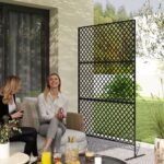 Lauko erdvės daliklis su grotelėmis, metalinis atitvaras, 122x45x198 cm