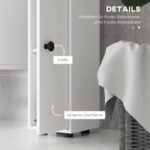 Siaura vonios kambario spintelė su stalčiumi ir lentynomis