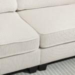 Trivietė sofa su kordiniu apmušalu ir spyruokliniu sėdynės pagrindu